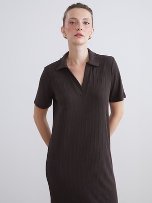 Lc Waikiki Yeni Sezon Gömlek Yaka Çizgili Elbise