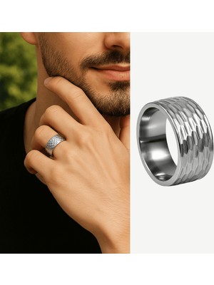 Tesbihane Erkek Xuping Çelik Alyans - Geniş Model - Gümüş Renk - 15 Ölçü