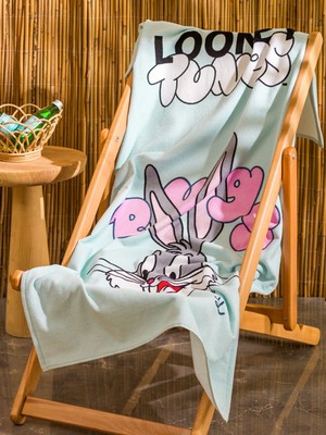 Lc Waikiki Yeni Sezon Bugs Bunny Baskılı Pamuklu Plaj Havlusu 70X150 cm