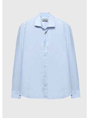 Ramsey Açık Mavi Regular Fit Dokuma Klasik %100 Pamuk Gömlek