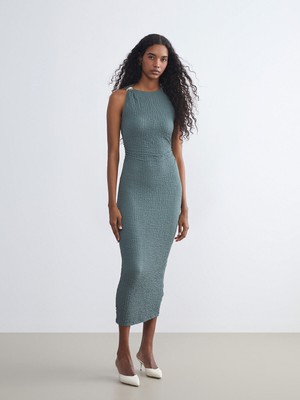 Lc Waikiki Yeni Sezon Bisiklet Yaka Büzgülü Bodycon Elbise
