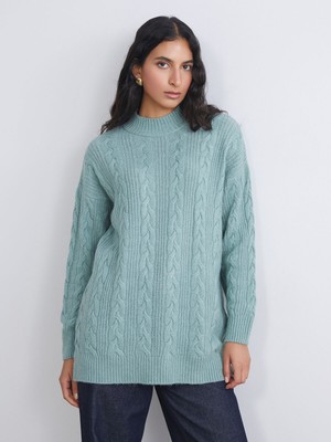 Lc Waikiki Yeni Sezon Dik Yaka Kendinden Desenli Kadın Triko Tunik