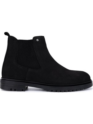 Tamer Tanca Erkek Hakiki Deri Siyah Nubuk Casual Bot 1174 4116 Erk Bot SK25-26 Sıyah Nbk