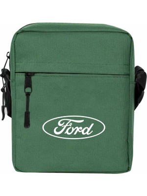 Zepplin Giyim Ford Logo Text Omuz Çantası Fermuarlı Yeşil Renk