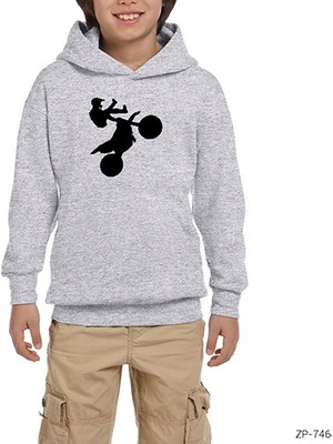 Zepplin Giyim Motorcycle Motocross Flat Gri Çocuk Kapşonlu Sweatshirt