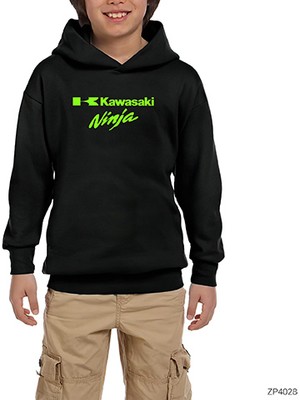 Zepplin Giyim Kawaski Ninja Siyah Çocuk Kapşonlu Sweatshirt