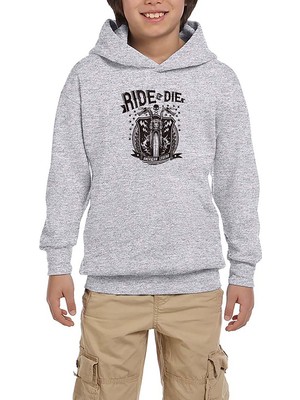 Zepplin Giyim Ride Die Silhouette Gri Çocuk Kapşonlu Sweatshirt