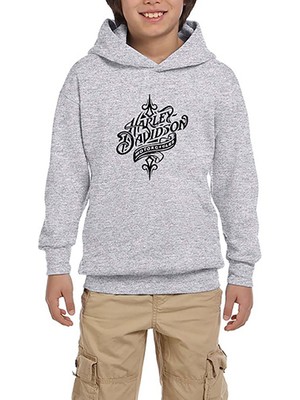 Zepplin Giyim Harley Chopper Symbol Gri Çocuk Kapşonlu Sweatshirt