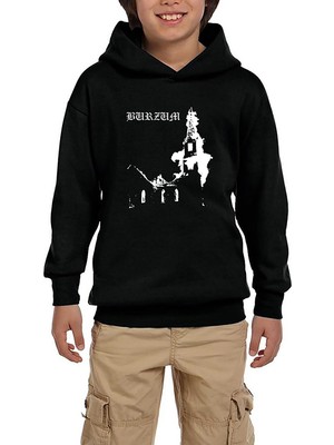 Zepplin Giyim Burzum Burn Church Siyah Çocuk Kapşonlu Sweatshirt