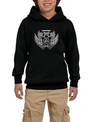 Zepplin Giyim Linkin Park Wings Siyah Çocuk Kapşonlu Sweatshirt