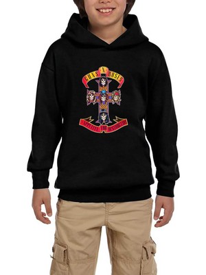 Zepplin Giyim Guns N Roses Appetite For Destruction Siyah Çocuk Kapşonlu Sweatshirt