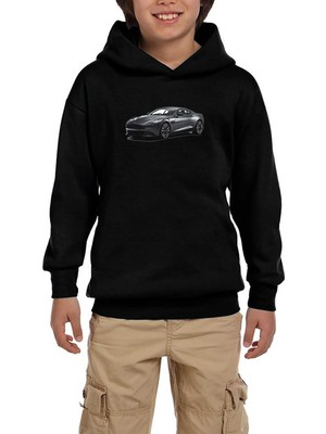 Zepplin Giyim Aston Martin Vanquish Siyah Çocuk Kapşonlu Sweatshirt