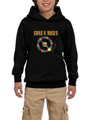 Zepplin Giyim Guns N Roses Plak Siyah Çocuk Kapşonlu Sweatshirt