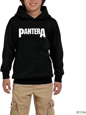 Zepplin Giyim Pantera Logo Siyah Çocuk Kapşonlu Sweatshirt