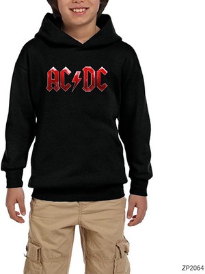 Zepplin Giyim Ac Dc Distort Siyah Çocuk Kapşonlu Sweatshirt