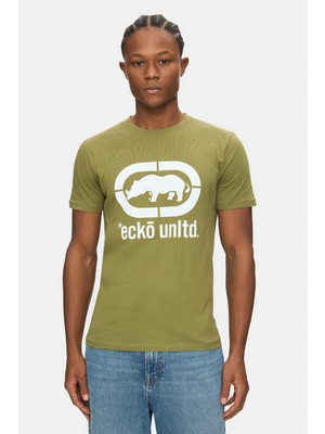 Ecko Unltd. Marc Zeytin Yeşili Bisiklet Yaka Baskılı Standard Fit Erkek Tshirt