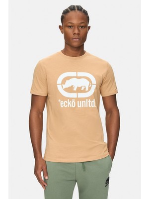 Ecko Unltd. Marc Kahverengi Bisiklet Yaka Baskılı Standard Fit Erkek Tshirt