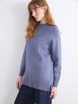 Lc Waikiki Yeni Sezon Bisiklet Yaka Oversize Kadın Triko Tunik