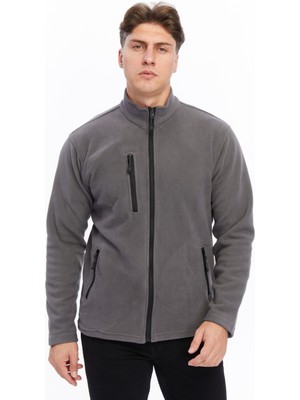 Uniprom Erkek Polar Ceket Tam Fermuarlı 3 Cepli Gri