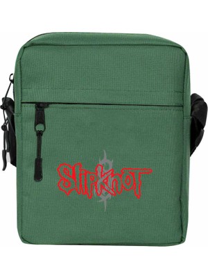 Zepplin Giyim Slipknot Logo Omuz Çantası Fermuarlı Yeşil Renk