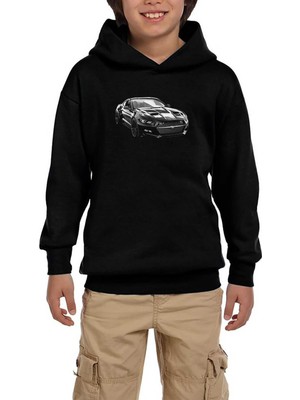 Zepplin Giyim Ford Mustng Galpin Siyah Çocuk Kapşonlu Sweatshirt