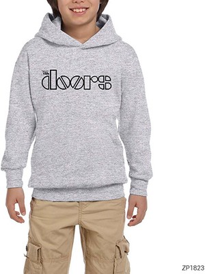Zepplin Giyim The Doors Outline Gri Çocuk Kapşonlu Sweatshirt
