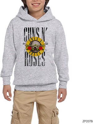 Zepplin Giyim Guns N Roses Old Style Gri Çocuk Kapşonlu Sweatshirt