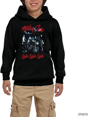 Zepplin Giyim Mötley Crüe Girls Siyah Çocuk Kapşonlu Sweatshirt