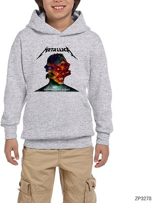Zepplin Giyim Metallica Hardwired Self Destruct Gri Çocuk Kapşonlu Sweatshirt