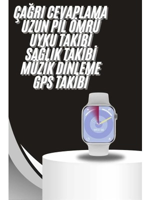 Ceylan Adam Akıllı Saat Gümüş Kasa Bluetooth Kulaklık Hediyeli Çok Fonksiyonlu Ikili Set