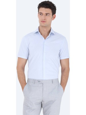 Kip Açık Mavi Regular Fit Dokuma Klasik Pamuk Karışımlı Gömlek