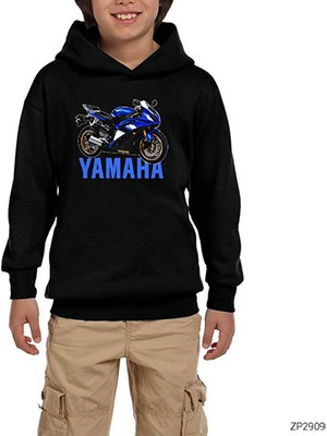 Zepplin Giyim Yamha R6 Siyah Çocuk Kapşonlu Sweatshirt