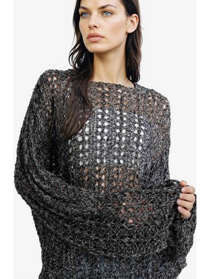 DeFacto Oversize Geniş Kalıp Kayık Yaka Kroşe Kazak F9044AX25AU