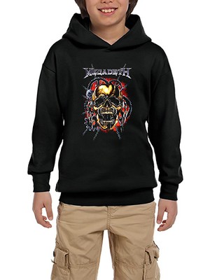 Zepplin Giyim Megadeth Skull Slave Siyah Çocuk Kapşonlu Sweatshirt