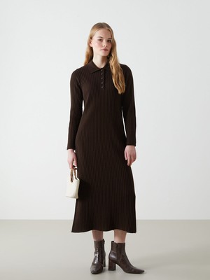 Lc Waikiki Yeni Sezon Gömlek Yaka Kadın Triko Elbise