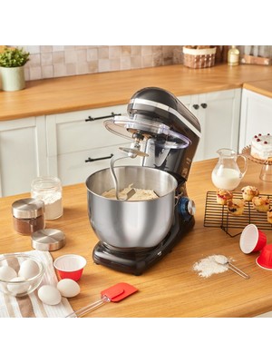 Karaca Chefcrafter 1900W Stand Mikser Siyah 7 L Paslanmaz Çelik Kase ile Güçlü Performans