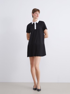 Lc Waikiki Yeni Sezon Gömlek Yaka Pileli Mini Elbise