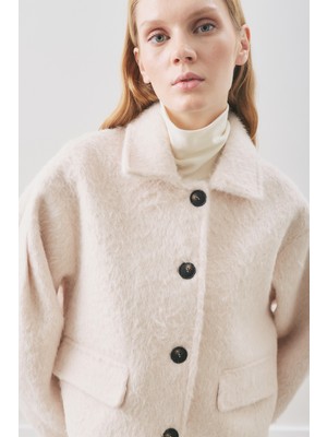 Manuka Boucle Kısa Kaban Ekru