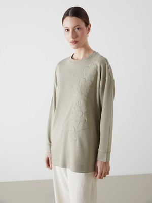 Lc Waikiki Yeni Sezon Bisiklet Yaka Nakışlı Kadın Tunik