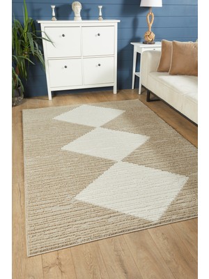 Venucci Home & Living Quincey Bukleli Yumuşak Peluş Post Shaggy Krem Çocuk Odası Oturma Odası Salon Mutfak Halısı