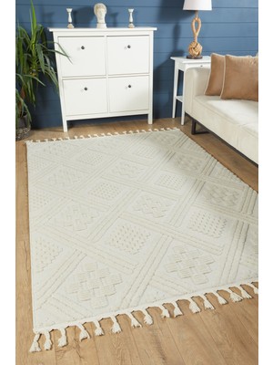 Venucci Home & Living Quincey Bukleli Yumuşak Peluş Post Shaggy Krem Çocuk Odası Oturma Odası Salon Mutfak Halısı