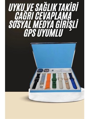 Ceylan Adam 7 Kordonlu Unisex Akıllı Saat Çoklu Kordon Seçeneği Amoled Ekran