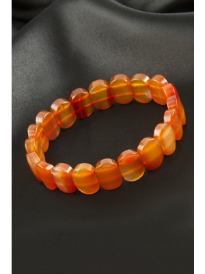 Bijuteri Net Oval Kesim Orjinal Akik Doğaltaşlı Bileklik