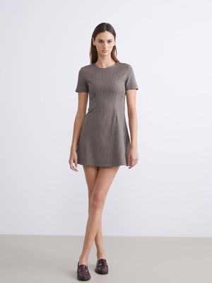 Lc Waikiki Yeni Sezon Bisiklet Yaka Ekose Mini Elbise