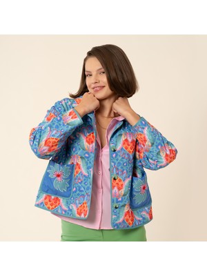 Zsa Zsa Zsu Tarabya Dijital Baskılı Puffer Ceket - Yeşil