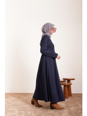 Ande Tesettür Triko Etekli Takım - Lacivert