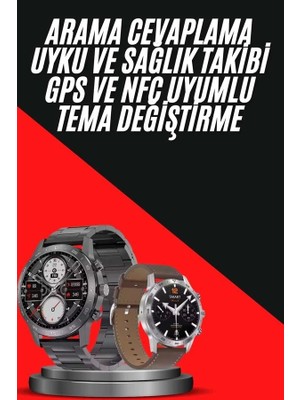 Ceylan Adam Erkeklere Özel Akıllı Saat Çelik Kordon Bluetooth Bağlantılı Ios ve Android Uyumlu