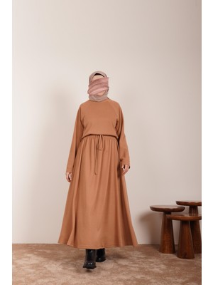 Ande Tesettür Triko Etekli Takım - Taba