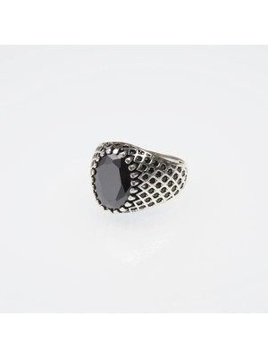 Silvalli 708B Siyah Zirkon Gümüş Yüzük