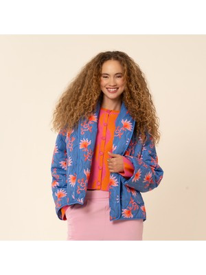 Zsa Zsa Zsu Tarabya Dijital Baskılı Puffer Ceket - Lacivert